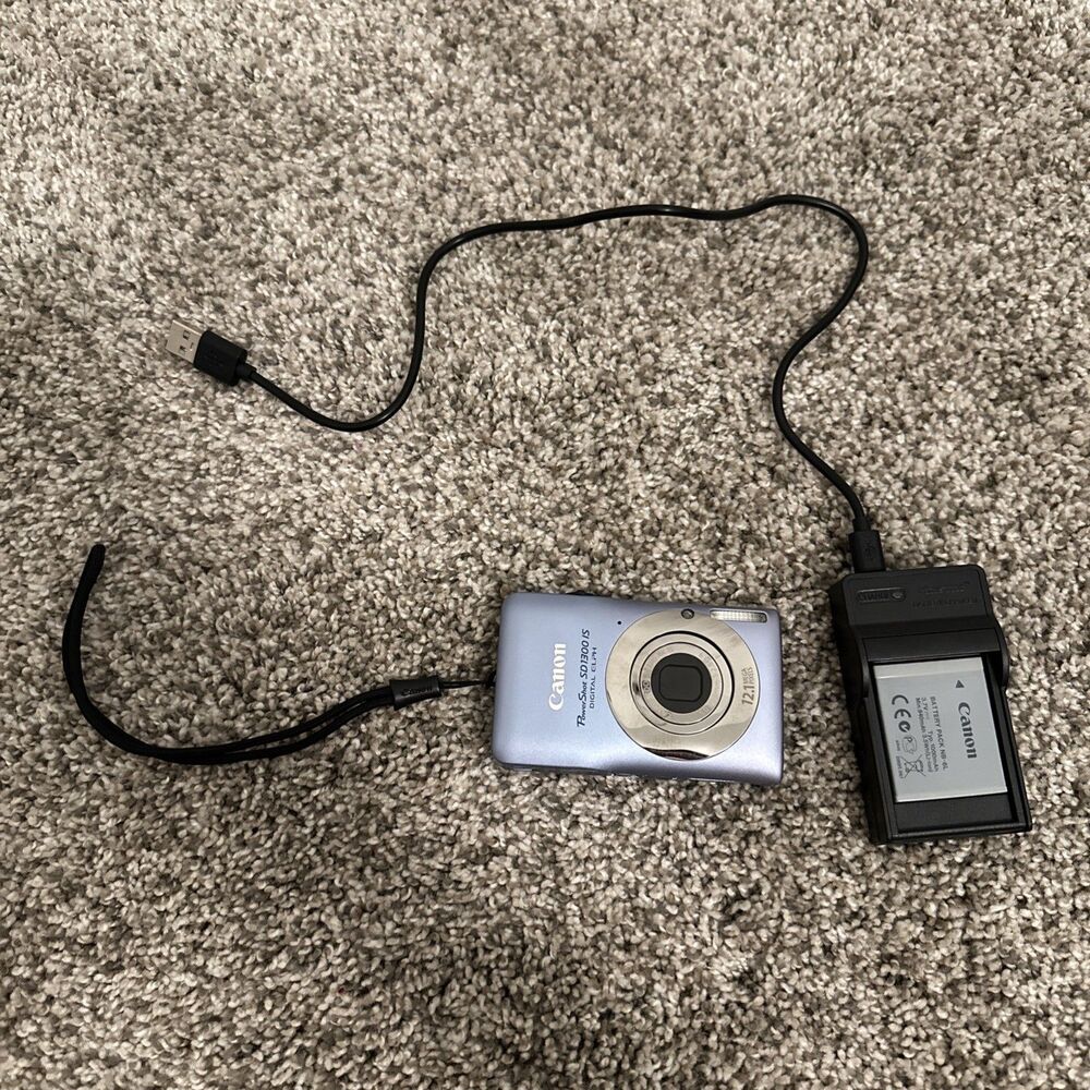 Canon PowerShot SD1300 IS 12.1MP Digital ELPH Compact Camera Blue Tested Working